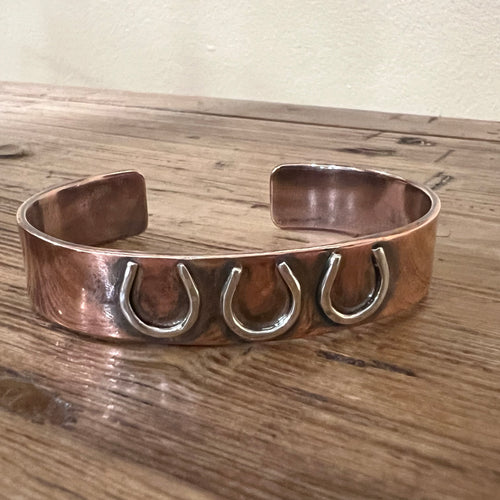 Copper and Sterling Horse Shoe Cuff Bracelet