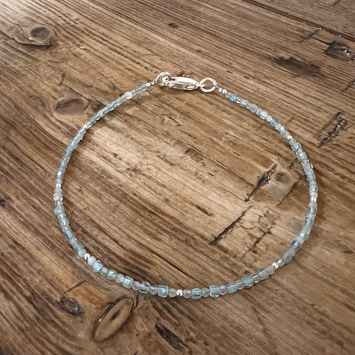 Sterling Silver Apatite and Aquamarine Ankle Bracelet