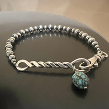 Navajo Pearl Number 8 Turquoise Twisted Bar Bracelet