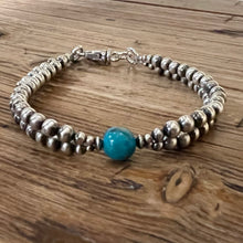 Kingman Turquoise Navajo Pearl Double Strand Bracelet