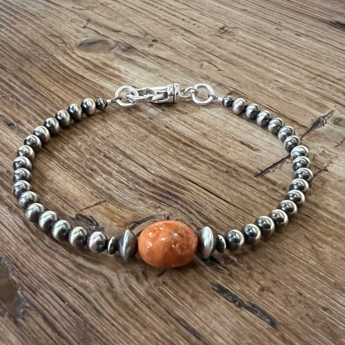 Navajo Pearl Apple Coral Bracelet