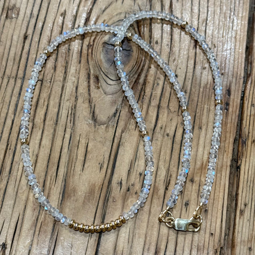 14K Yellow Gold Moonstone Necklace