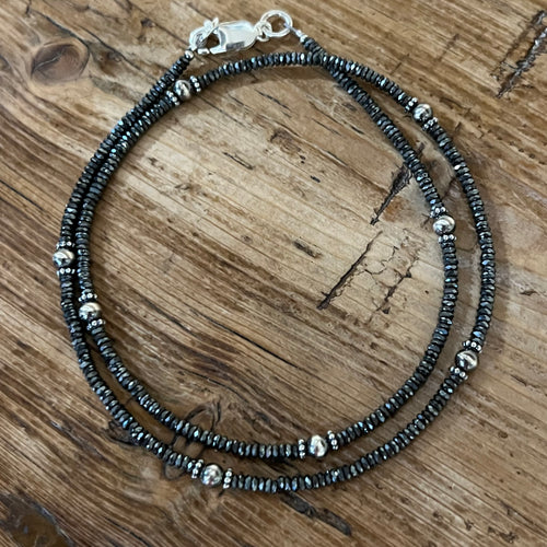 Sterling Silver Hematite Navajo Pearl Necklace