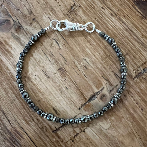 Natural Hematite Sterling Silver Bracelet