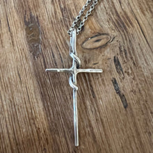 Sterling Textured and Twisted Cross Necklace