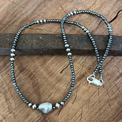 Navajo Pearl Hematite Nugget Necklace