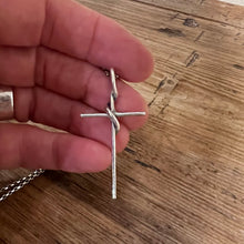 Sterling Textured and Twisted Cross Necklace