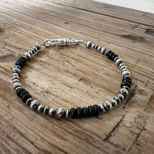 Navajo Pearl Black Onyx Bracelet