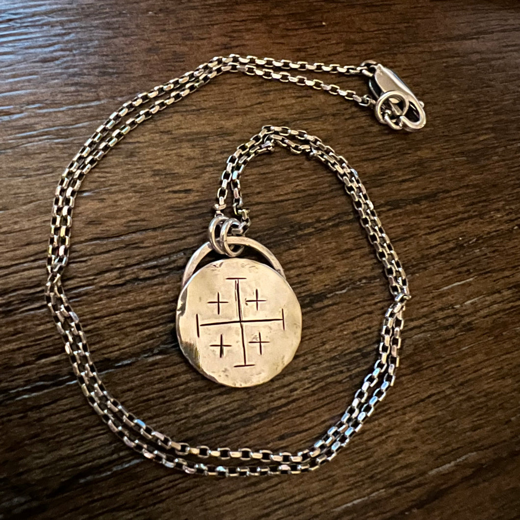 Stamped Sterling Jerusalem Cross Necklace