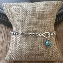 Navajo Pearl Number 8 Turquoise Twisted Bar Bracelet