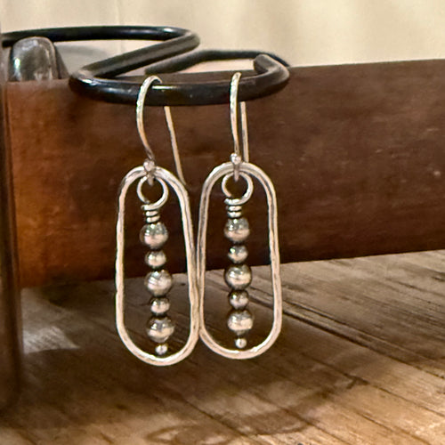 Hammered Sterling Teardrop Navajo Pearl Earrings