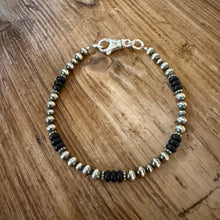 Sterling Navajo Pearl Black Onyx Bracelet