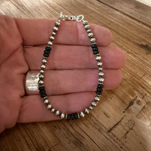 Sterling Navajo Pearl Black Onyx Bracelet