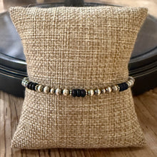 Sterling Navajo Pearl Black Onyx Bracelet