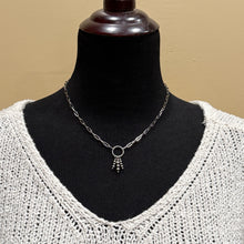 Sterling Navajo Pearl Charm Paperclip  Chain Necklace