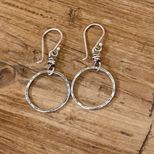 Hammered Sterling Dangle Hopp Earrings