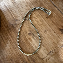 Sterling Navajo Pearl and 14K Yellow Gold Necklace