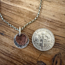 Hammered Sterling and Copper Disk Necklace
