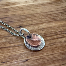Hammered Sterling and Copper Disk Necklace