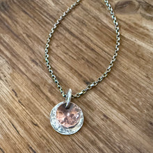 Hammered Sterling and Copper Disk Necklace