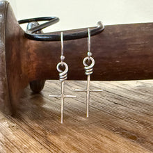 Wire Wrapped Sterling Cross Earrings