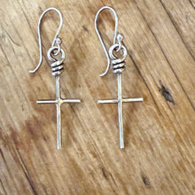 Wire Wrapped Sterling Cross Earrings