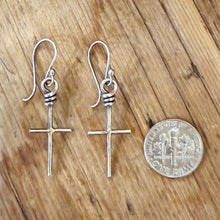 Wire Wrapped Sterling Cross Earrings