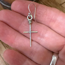 Wire Wrapped Sterling Cross Earrings