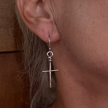 Wire Wrapped Sterling Cross Earrings
