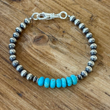 Navajo Pearl and Kingman Turquoise Bracelet