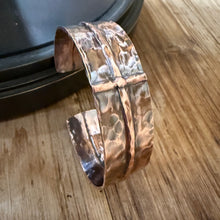Hammered Copper Cross Cuff Bracelet