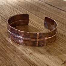 Hammered Copper Cross Cuff Bracelet