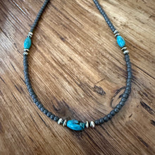 Hematite, Turquoise and Navajo Pearl Necklace