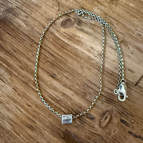 Floating Sterling Cylinder Bead Necklace