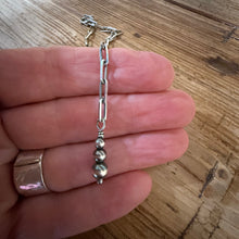 Sterling Paperclip Chain Navajo Pearl Lariat Necklace