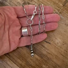 Sterling Paperclip Chain Navajo Pearl Lariat Necklace