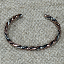 Twisted Copper and Sterling Silver Cuff Bracelet