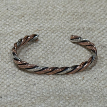 Twisted Copper and Sterling Silver Cuff Bracelet