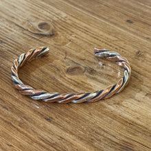 Twisted Copper and Sterling Silver Cuff Bracelet