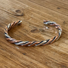 Twisted Copper and Sterling Silver Cuff Bracelet