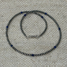Sterling Navajo Pearl and Lapis Necklace