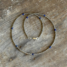 Sterling Navajo Pearl and Lapis Necklace