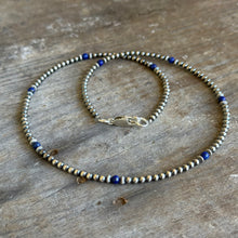 Sterling Navajo Pearl and Lapis Necklace