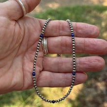 Sterling Navajo Pearl and Lapis Necklace