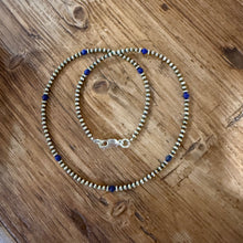 Sterling Navajo Pearl and Lapis Necklace