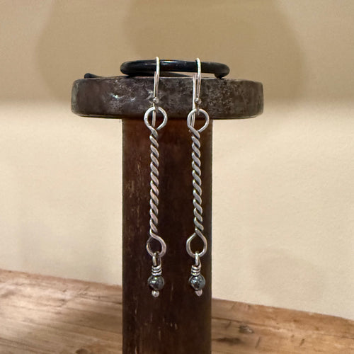 Sterling Twisted Wire and Hematite Earrings