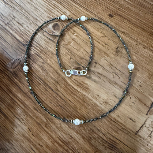 Sterling Hematite & Freshwater Pearl Necklace