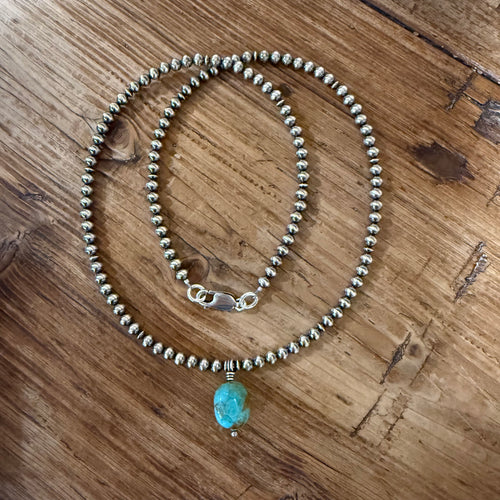 Sterling Navajo Pearl & Turquoise Necklace