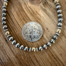 Sterling Navajo Pearl & 14K Gold Bracelet