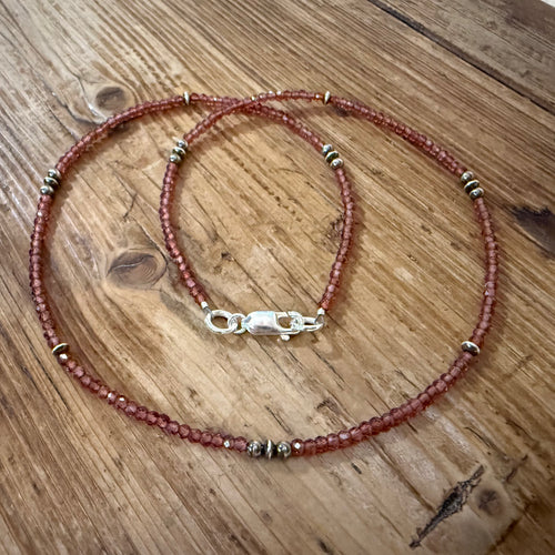 Mozambique Garnet & Navajo Pearl Necklace